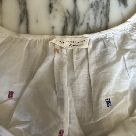 Lovestitch White Peasant Blouse with Colorful Embroidery - Picture 2 of 2